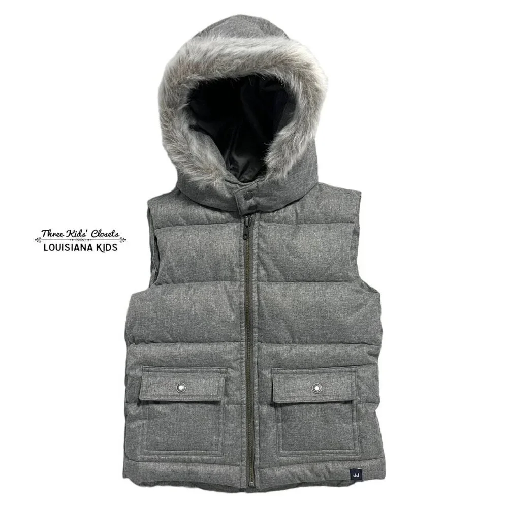 Janie and Jack 3-4Y Grey Hooded Puffer Vest